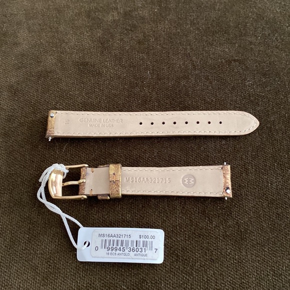 Genuine leather Michele watch band antique gold - Picture 3 of 6
